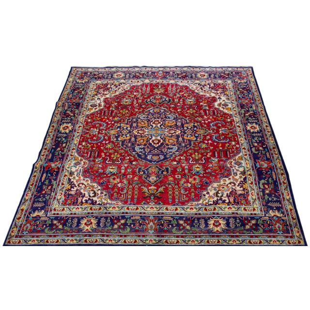 Persian Handmade Antique Persian Tabriz Wool Rug With Multicolor Medallion Motif For Sale - Image 3 of 7