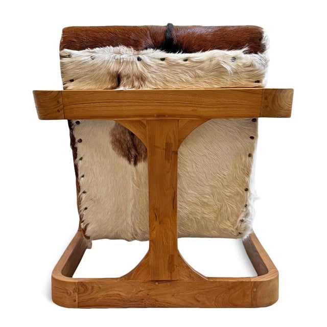 Brown & White Farmhouse Deco Cow Side Chair For Sale - Image 4 of 6