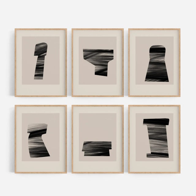 Abstract Figure Giclee Prints - Set of 6, Framed For Sale - Image 6 of 6