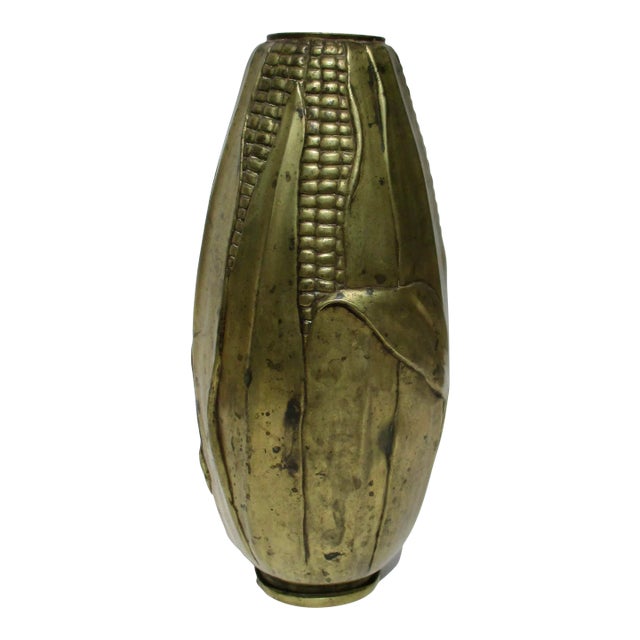 Antique Bronze Corn Cob Vase French Art Nouveau 1900s For Sale
