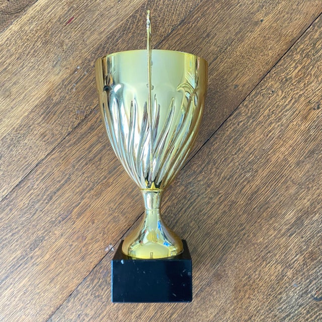 Vintage Brass Trophy Urn on Base For Sale - Image 10 of 11