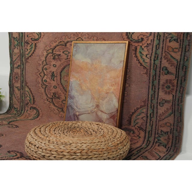 1970s Vintage Turkish Handmade Wool Cotton Pink Area Rug For Sale - Image 4 of 12