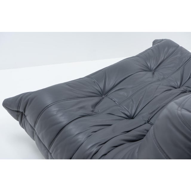 2000 - 2009 Togo Set in Grey Leather by Michel Ducaroy for Ligne Roset, 1990s, Set of 2 For Sale - Image 5 of 15