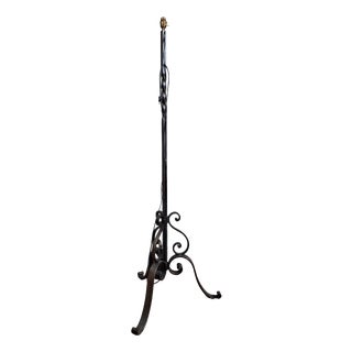 20th Century Classical Wrought Iron Tripod Floor Lamp, 1890s For Sale