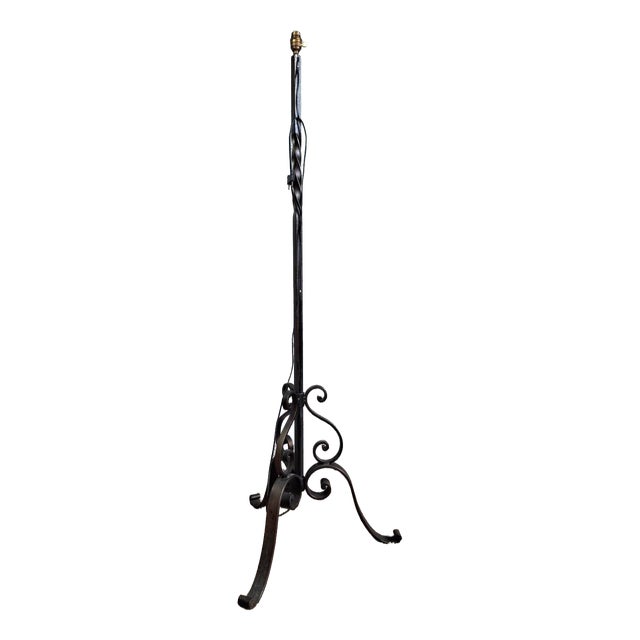 20th Century Classical Wrought Iron Tripod Floor Lamp, 1890s For Sale