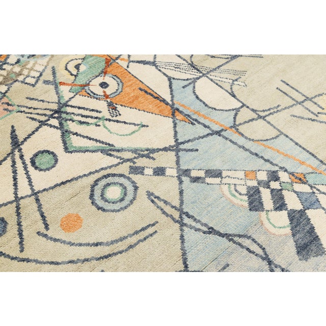 5x8 Kandinsky-Inspired Abstract Art Area Rug – Modern Art Deco Hand-Knotted Wool For Sale - Image 9 of 9