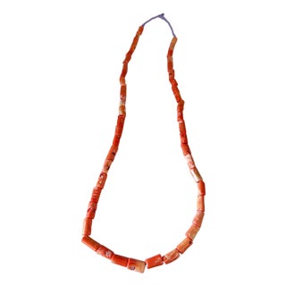 Vintage 48 Beads African Angel Skin Color Coral Necklace/Trade Beads/ Currency 19" H . For Sale