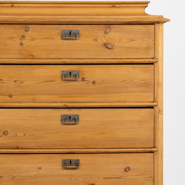 Wood 19th Century Danish Pine Tall Chest of Six Drawers Highboy For Sale - Image 7 of 12