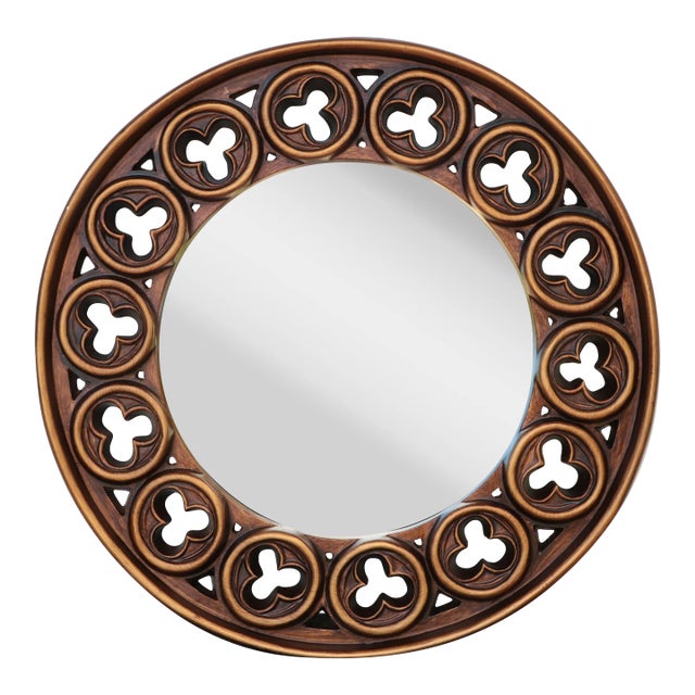 Vintage Trefoil Cutout Wall Mirror For Sale