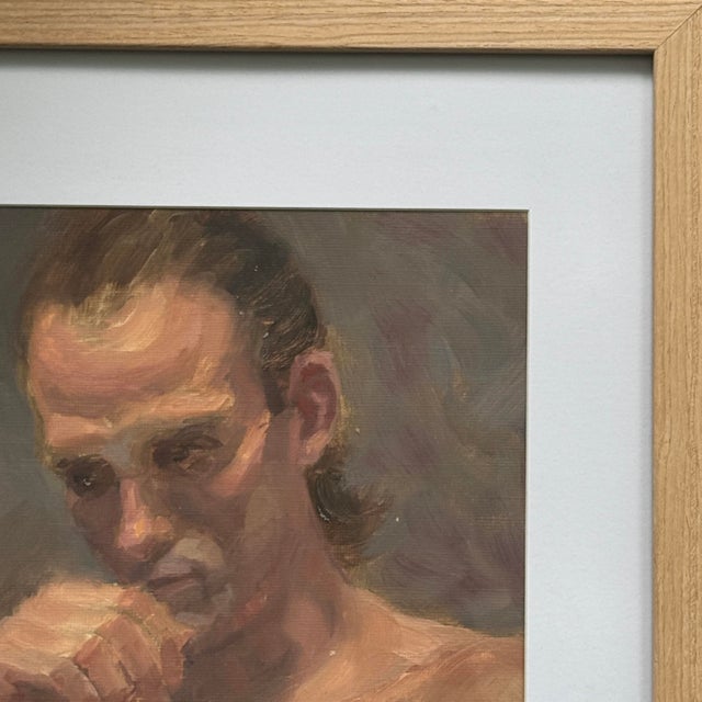 Realism Vintage Expressionist Male Nude Figurative Study (Oil on Canvas Paper, Framed) For Sale - Image 3 of 5