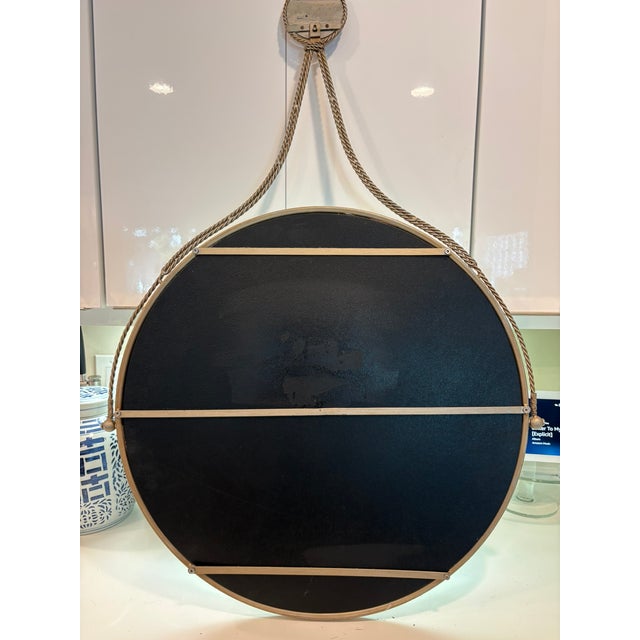 Vintage Hollywood Regency Etched Round Rope Hung Wall Mirror For Sale - Image 9 of 10