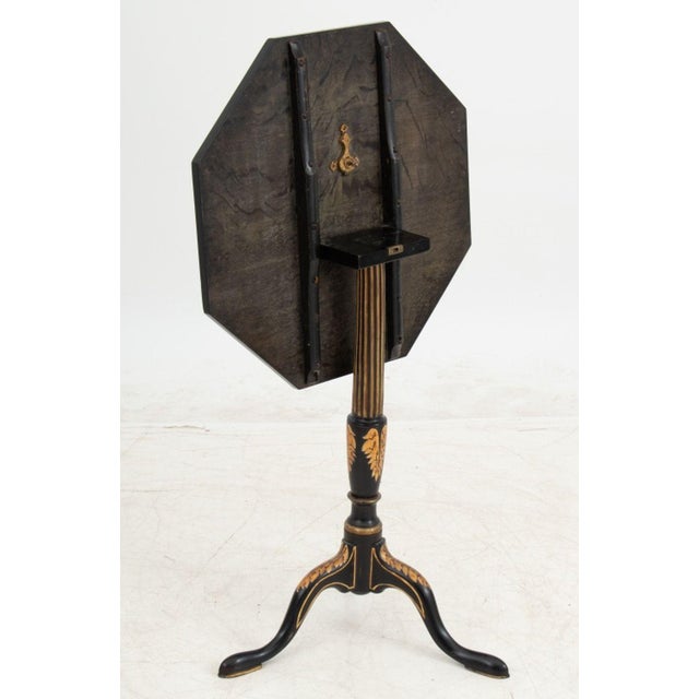 19th Century Regency Style Ebonized & Gilt Painted Tripod Table For Sale - Image 5 of 6