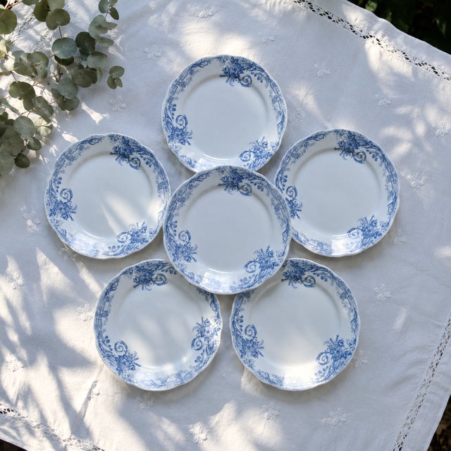 Ceramic Flat Plates in Ironstone by Nimy, 1888, Set of 6 For Sale - Image 7 of 7