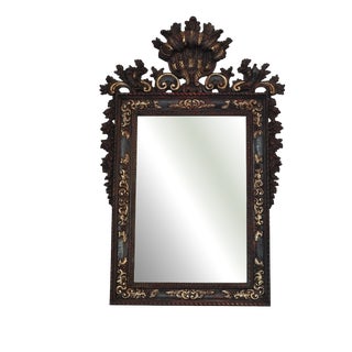 Vintage Baroque Revival Carved Wood Mirror, 1960s For Sale