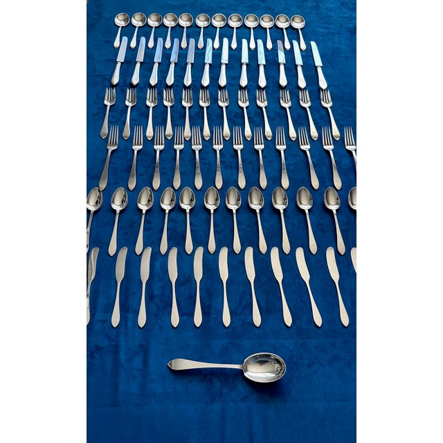 1910s 1910s Hollywood Regency Tiffany&Co. Faneuil Complete Set for 12 Sterling Silverware - 75 pcs For Sale - Image 5 of 11