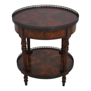 Theodore Alexander Round 1 Drawer Mahogany Lamp Table For Sale
