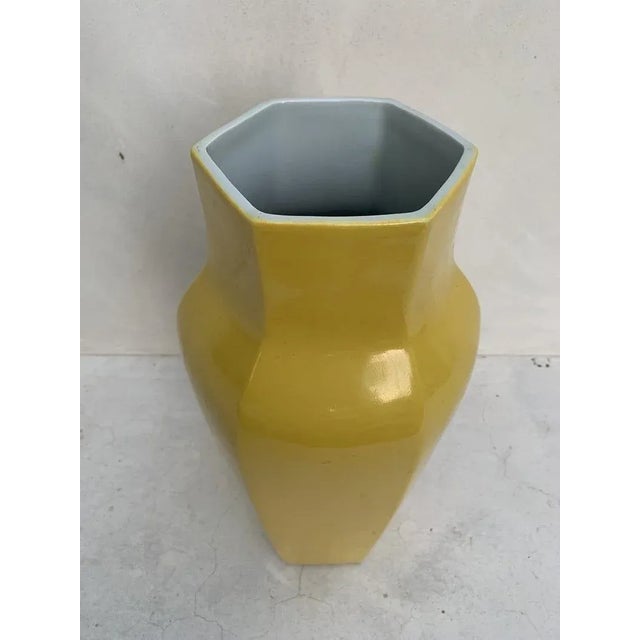 Mid-Century Modern Large Hexagonal Ceramic Vase For Sale - Image 3 of 7
