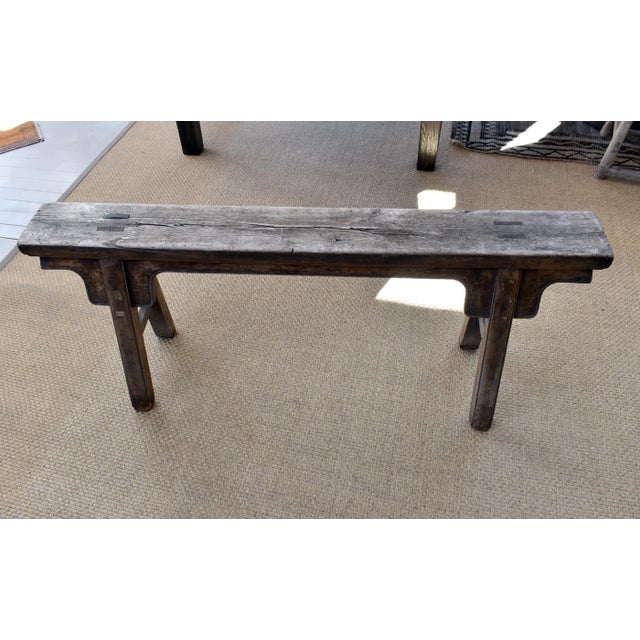 Antique Chinese Peasant Bench For Sale - Image 4 of 4