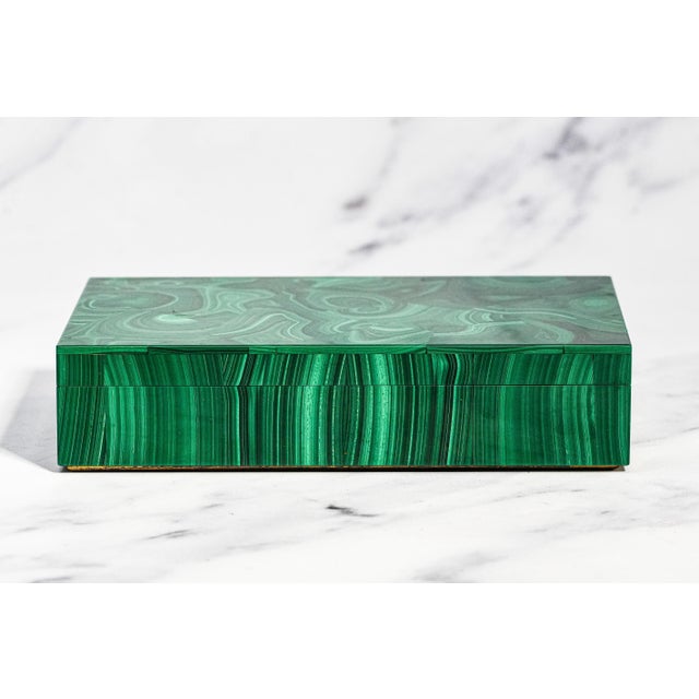 1920s Amazing Antique Malachite Box 800 Silver Mounted Jewelry Casket White Onyx Interior European Luxury Desk Box With Provenance Home Decor For Sale - Image 5 of 17