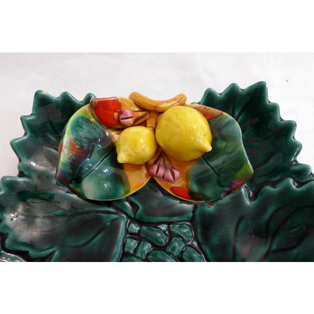 Mid-Century Barbotine Fruit Bowl with Leaves and Lemons, 1960s For Sale - Image 4 of 12