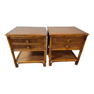 Braxton Culler 2 Drawer Bamboo Rattan Nightstands - a Pair For Sale