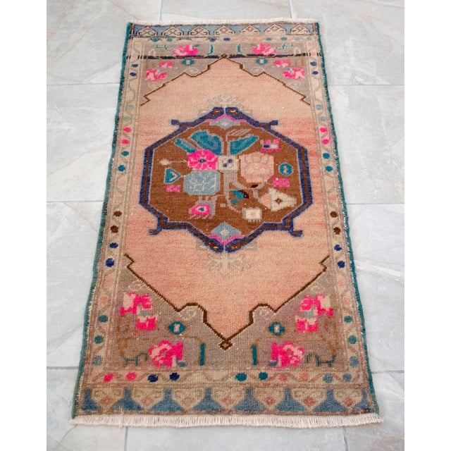 Turkish Hand Made Small Rug Doormat Enrtyway Decor - 1'10" X 3'9" For Sale - Image 13 of 13