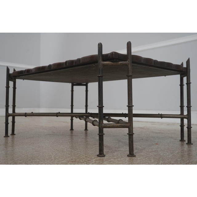 Baker Bamboo Form Iron Base Coffee Table For Sale - Image 12 of 13