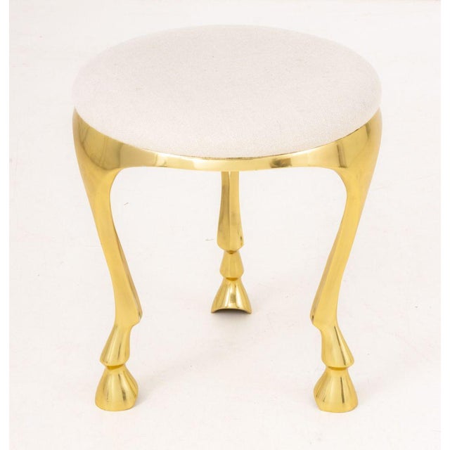 Early 21st Century Postmodern Hoof Foot Upholstered Tripod Stool For Sale - Image 5 of 8