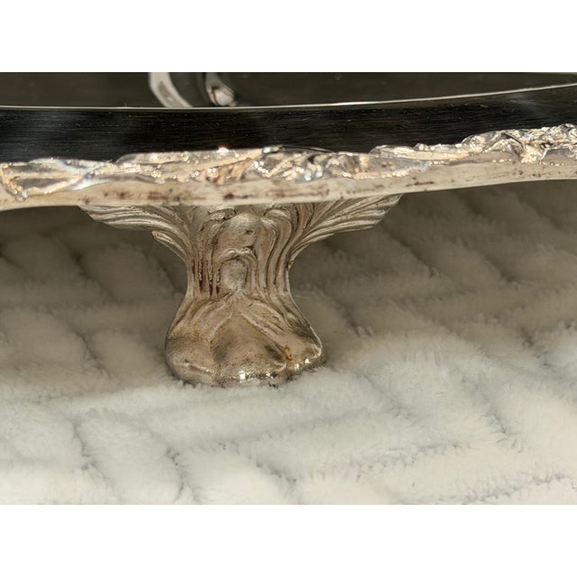 Vintage Ornate Silverplate Footed Tree & Well Carving Platter For Sale - Image 9 of 16