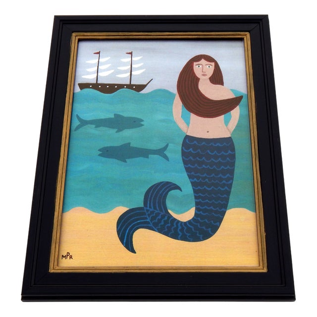 Matt Rix, Naive Style Mermaid, Print, Framed For Sale