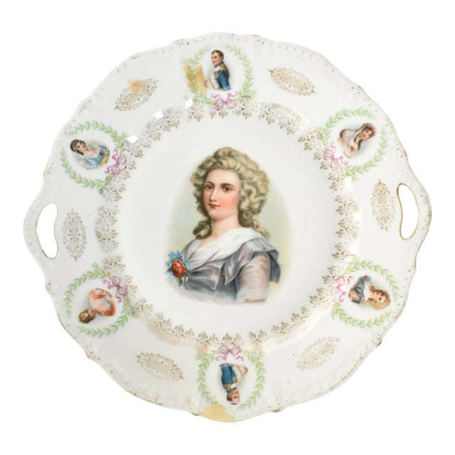 Antique German Porcelain Portrait Plate For Sale