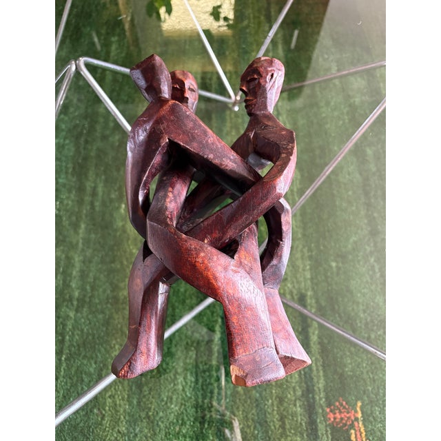Vintage Hand-Carved Wood Interlocking Figures Sculpture For Sale - Image 13 of 13
