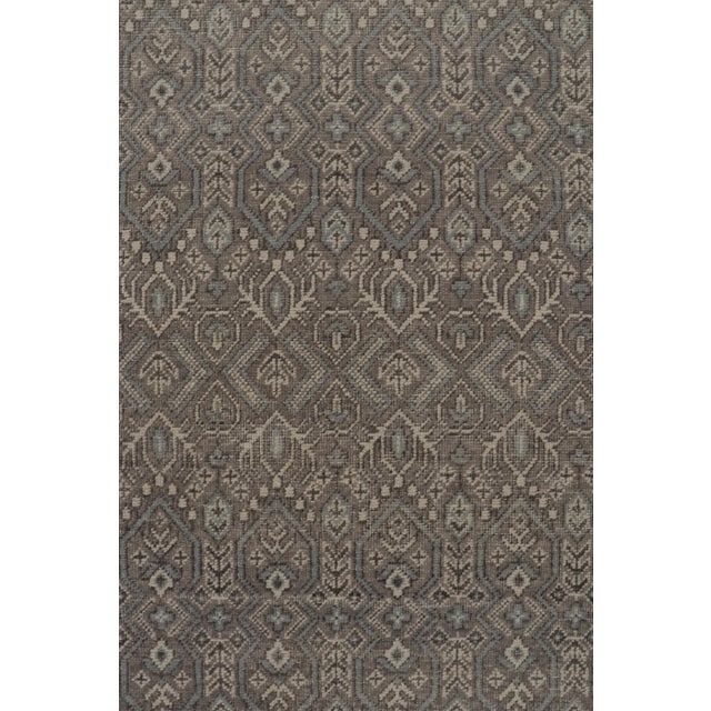 Rug & Kilim Rug & Kilim’s Distressed Tribal Style Rug in Gray and Blue Geometric Patterns For Sale - Image 4 of 7