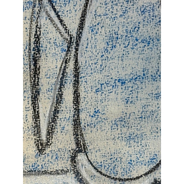 Lucia Lopez figurative cubist study, c. 1950-60 pastel and charcoal on paper presented in a vintage water gilt gold frame...