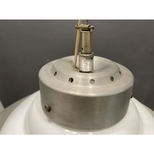 Large Mid-Century Opaline Glass Light Pendant For Sale - Image 4 of 11