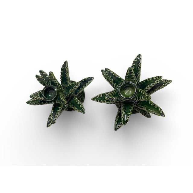 Ceramic Contemporary Moroccan Hand-Glazed Ceramic Succulent Taper Holders – Pair For Sale - Image 7 of 12
