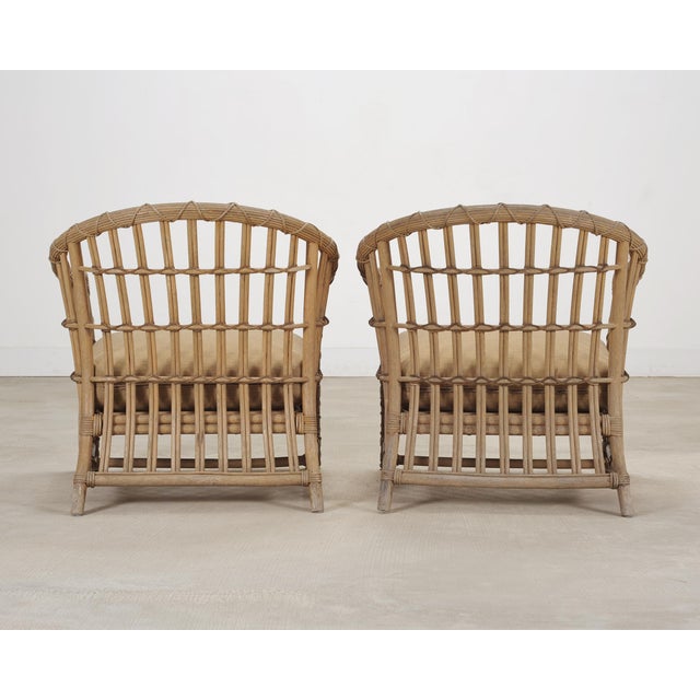 Set of Six Rattan Lounge Chairs & Two Ottomans by Danny Ho Fong For Sale - Image 14 of 18
