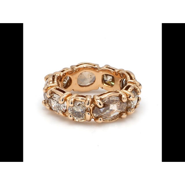 Bochic “Vintage” Fancy Chocolate, Greenish Diamond 18K Rose Gold Band Ring For Sale - Image 10 of 15