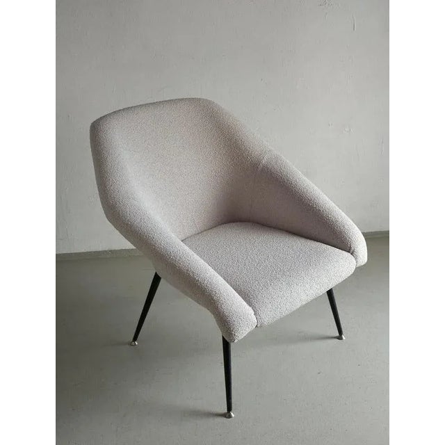 Metal Gray Boucle Shell Armchair, Germany, 1960s For Sale - Image 7 of 9