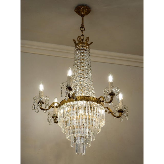 Empire-Style Chandelier in Cut Crystal, Italy, 1950s For Sale - Image 13 of 13