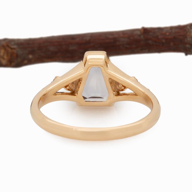 1.35cts Blue Sapphire Ring With Natural Diamond Accents: Solid 14k Gold, 8x6.5mm For Sale - Image 10 of 10