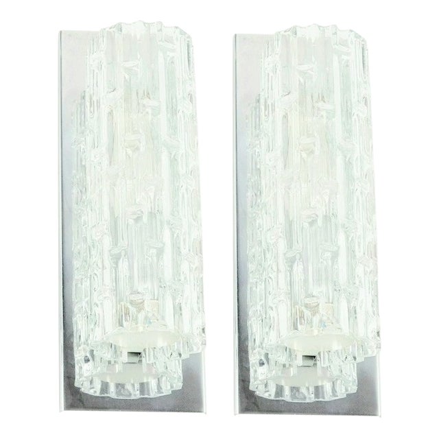 Mid-Century Modern Murano Glass Wall Lights from Doria Leuchten, Germany, 1960s, Set of 2 For Sale
