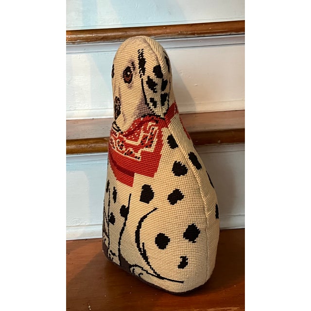 Textile Vintage Wool Dalmatian Needlework Needlepoint Dog Pillow or Doorstop For Sale - Image 7 of 16