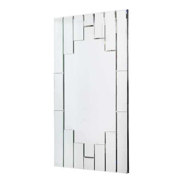 Art Deco Skyscraper Style Rectangular Tessellated Mirror With Beveled Detailing For Sale