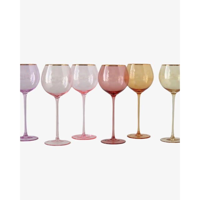 Siren White Wine Goblets - Fawn with Gold Rim, Set of 4 For Sale - Image 4 of 4