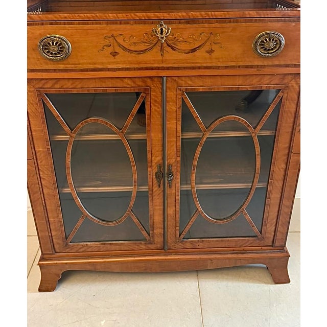 Antique Georgian Sheraton Satinwood Marquetry Inlaid Display Cabinet, 1800 For Sale - Image 17 of 18
