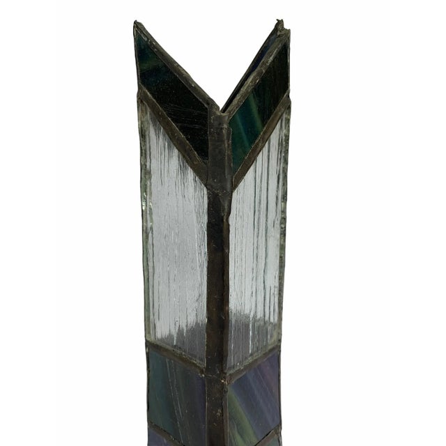 1910s Early 20th Century Arts and Crafts Stained Glass Vase For Sale - Image 5 of 9