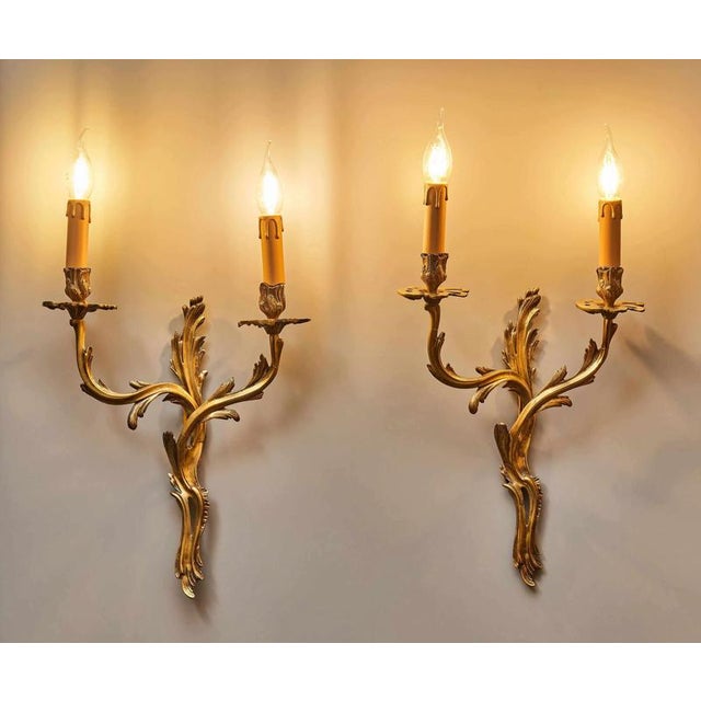 Gold Louis XV 2-Armed Wall Lights, Set of 2 For Sale - Image 8 of 8