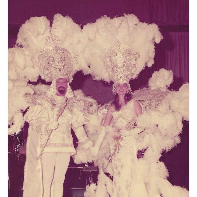 1960s/70s Mardi Gras Krewe king and queen color photograph taken. by Alma Allen (1910-2011) of Allyn Studios. Unmarked,...