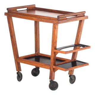 Vintage Oak Bar Cart with Pull-Out Tray, France, 1950s For Sale